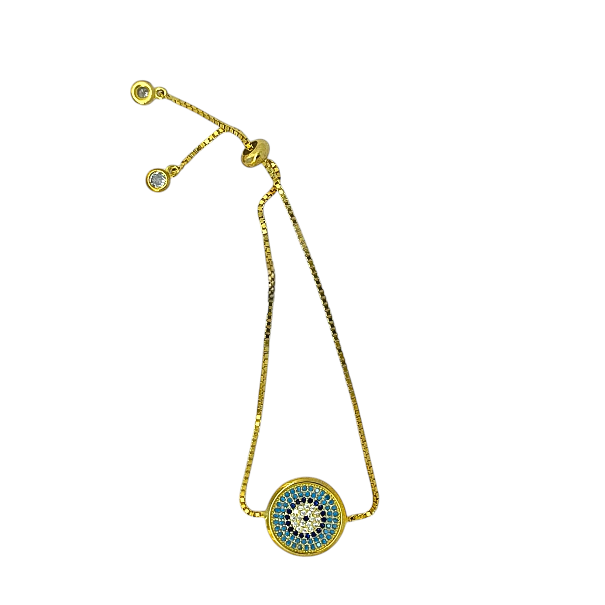 PULSERA DE PLATA 925 OJO TURCO CIRCULAR CELESTE -AZUL