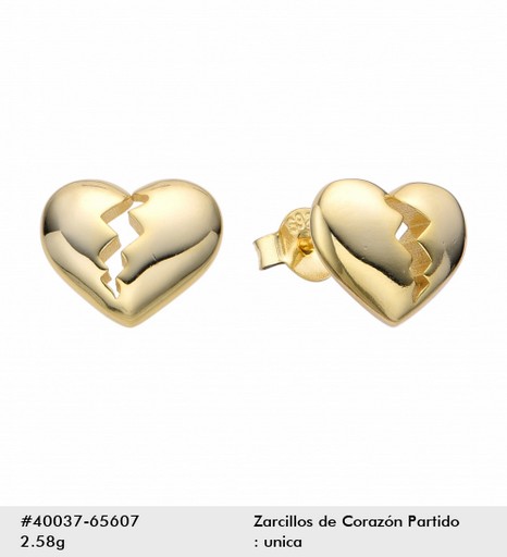 ARETE DE PLATA 925 CORAZON PARTIDO LISO
