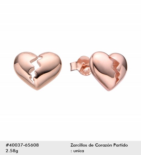 ARETE DE PLATA 925 CORAZON PARTIDO LISO