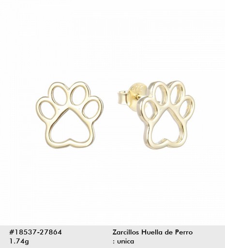 ARETE DE PLATA 925 HUELLA PERRO LISO