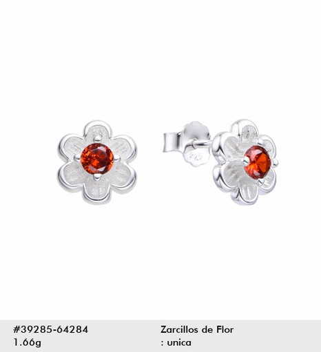 ARETE DE PLATA 925 FLOR CIRCONIAS TERACOTA