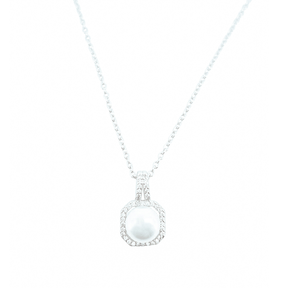 CADENA DE PLATA 925 PERLA-BORDE CIRCONIAS