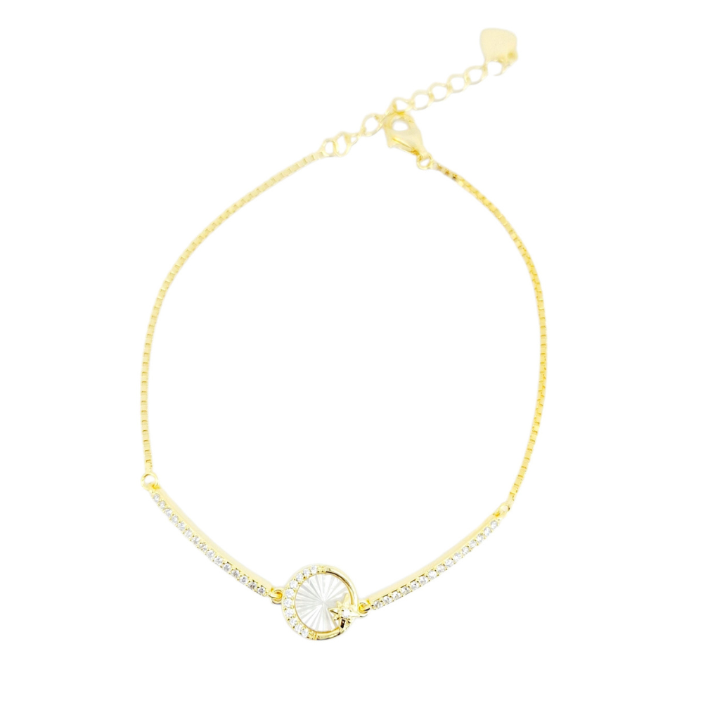 PULSERA DE PLATA CIRCULO NACAR CON CIRCONIAS