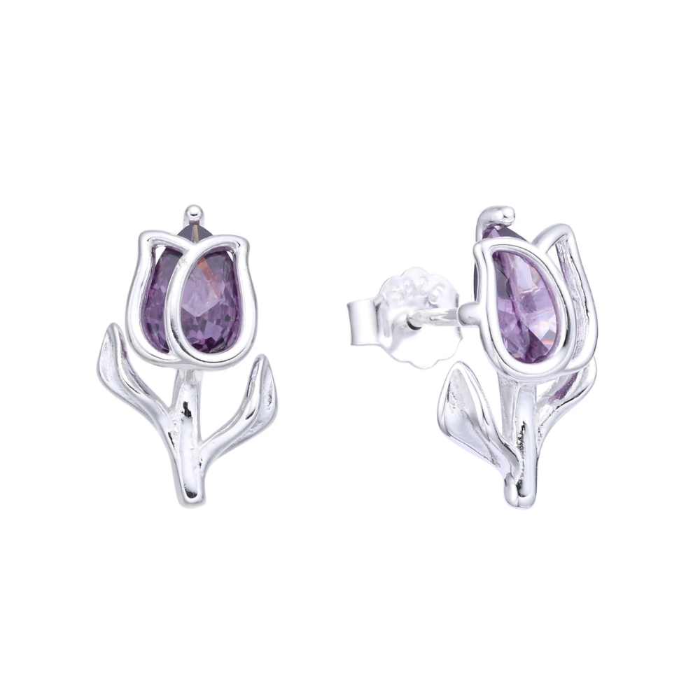 ARETE DE PLATA 925 TULIPAN AZUL