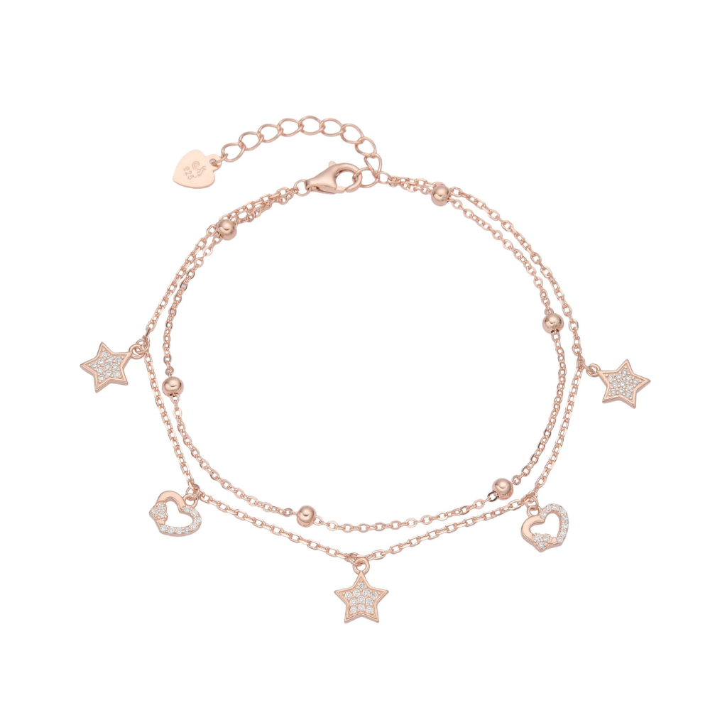 PULSERA DE PLATA 925 ESTRELLA- CORAZON
